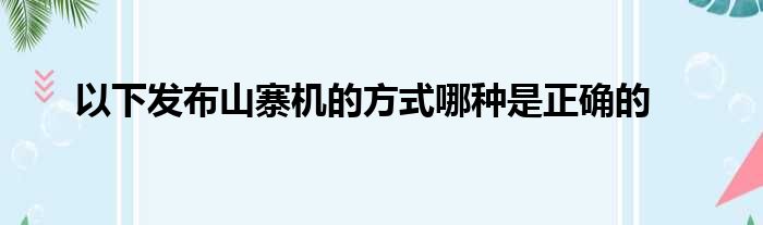 以下发布山寨机的方式哪种是正确的