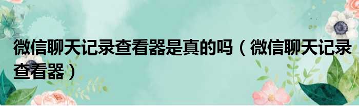 微信聊天记录查看器是真的吗（微信聊天记录查看器）