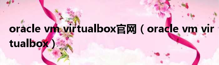 oracle vm virtualbox官网（oracle vm virtualbox）