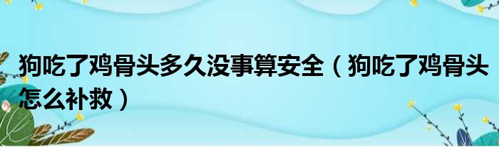 狗吃了鸡骨头多久没事算安全（狗吃了鸡骨头怎么补救）