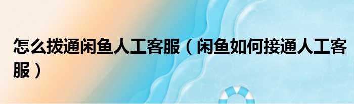 怎么拨通闲鱼人工客服（闲鱼如何接通人工客服）