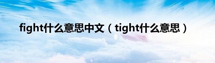 fight什么意思中文（tight什么意思）