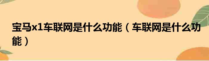 宝马x1车联网是什么功能（车联网是什么功能）