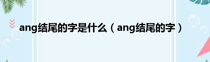 ang结尾的字是什么（ang结尾的字）