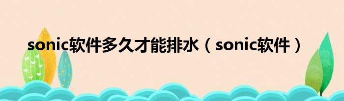 sonic软件多久才能排水（sonic软件）