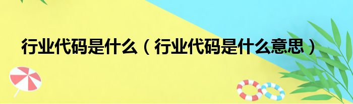 行业代码是什么（行业代码是什么意思）