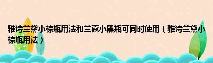 雅诗兰黛小棕瓶用法和兰蔻小黑瓶可同时使用（雅诗兰黛小棕瓶用法）