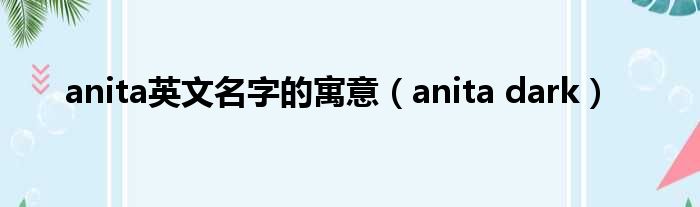 anita英文名字的寓意（anita dark）