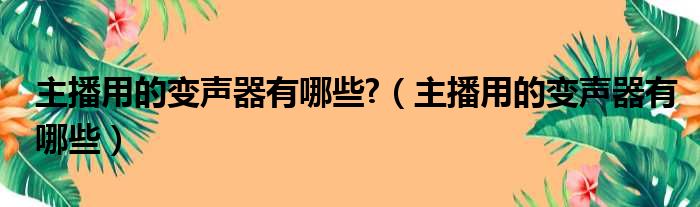 主播用的变声器有哪些 （主播用的变声器有哪些）