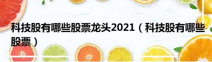 科技股有哪些股票龙头2021（科技股有哪些股票）