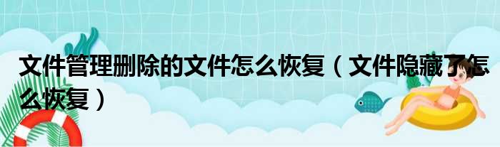 文件管理删除的文件怎么恢复（文件隐藏了怎么恢复）