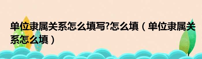 单位隶属关系怎么填写 怎么填（单位隶属关系怎么填）