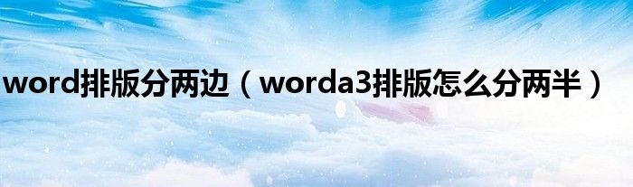 word排版分两边（worda3排版怎么分两半）