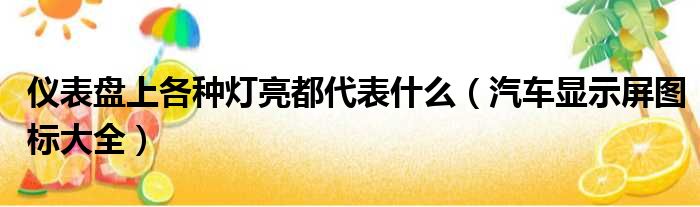 仪表盘上各种灯亮都代表什么（汽车显示屏图标大全）