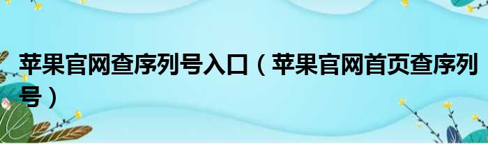 苹果官网查序列号入口（苹果官网首页查序列号）