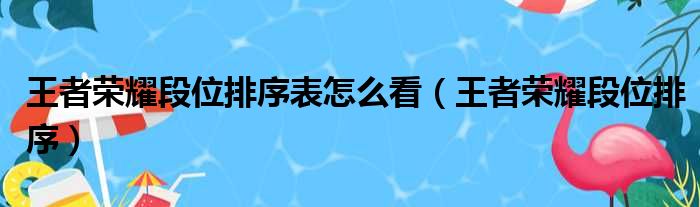 王者荣耀段位排序表怎么看（王者荣耀段位排序）