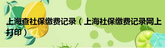 上海查社保缴费记录（上海社保缴费记录网上打印）