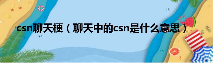 csn聊天梗（聊天中的csn是什么意思）