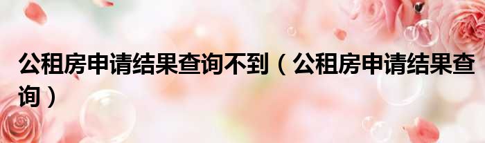 公租房申请结果查询不到（公租房申请结果查询）