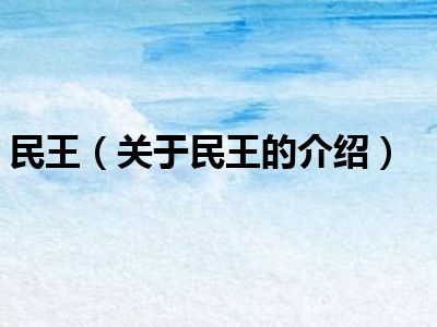 民王（关于民王的介绍）