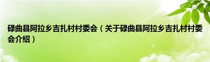  碌曲县阿拉乡吉扎村村委会（关于碌曲县阿拉乡吉扎村村委会介绍）