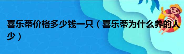 喜乐蒂价格多少钱一只（喜乐蒂为什么养的人少）