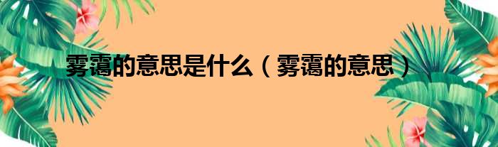 雾霭的意思是什么（雾霭的意思）