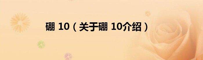  硼 10（关于硼 10介绍）