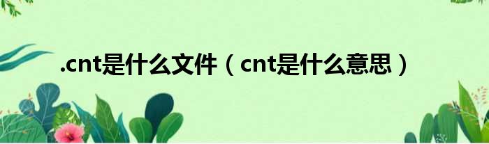 .cnt是什么文件（cnt是什么意思）