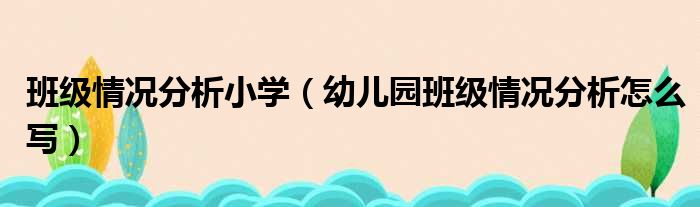 班级情况分析小学（幼儿园班级情况分析怎么写）