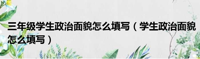 三年级学生政治面貌怎么填写（学生政治面貌怎么填写）