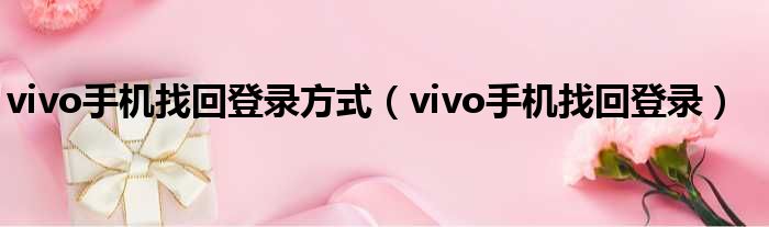 vivo手机找回登录方式（vivo手机找回登录）