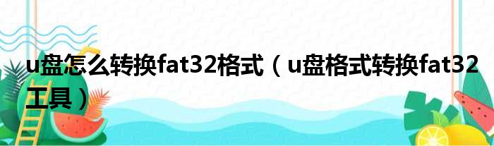 u盘怎么转换fat32格式（u盘格式转换fat32工具）