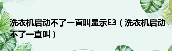 洗衣机启动不了一直叫显示E3（洗衣机启动不了一直叫）