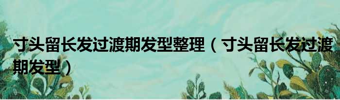 寸头留长发过渡期发型整理（寸头留长发过渡期发型）