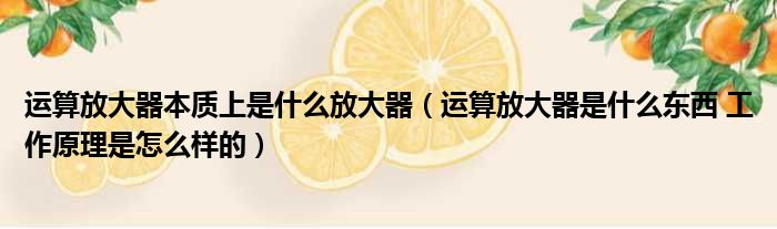 运算放大器本质上是什么放大器（运算放大器是什么东西 工作原理是怎么样的）