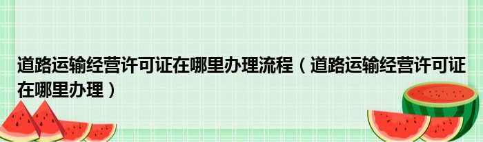 道路运输经营许可证在哪里办理流程（道路运输经营许可证在哪里办理）