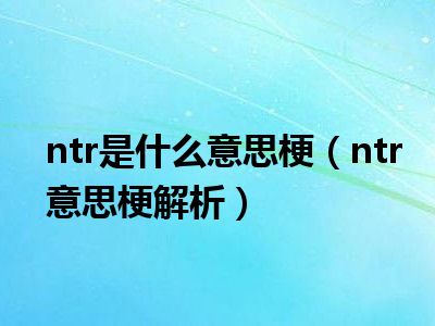 ntr是什么意思梗（ntr意思梗解析）