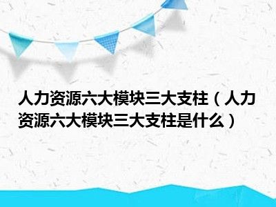 人力资源六大模块三大支柱（人力资源六大模块三大支柱是什么）