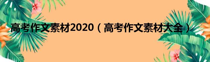 高考作文素材2020（高考作文素材大全）