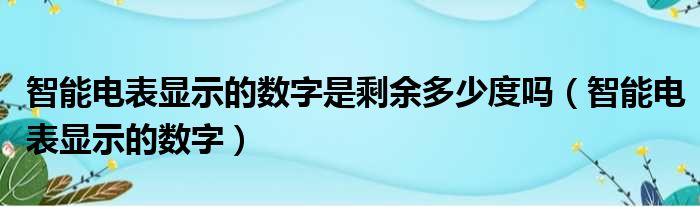 智能电表显示的数字是剩余多少度吗（智能电表显示的数字）