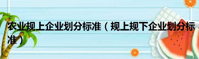 农业规上企业划分标准（规上规下企业划分标准）