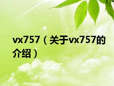 vx757（关于vx757的介绍）