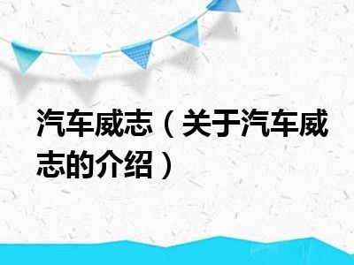 汽车威志（关于汽车威志的介绍）