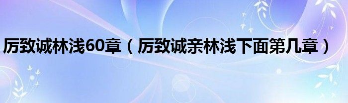  厉致诚林浅60章（厉致诚亲林浅下面第几章）