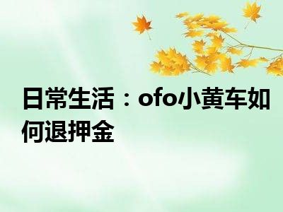 日常生活：ofo小黄车如何退押金