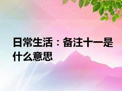 日常生活：备注十一是什么意思