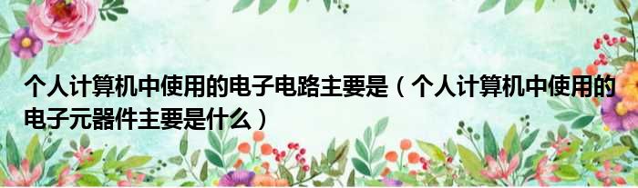 个人计算机中使用的电子电路主要是（个人计算机中使用的电子元器件主要是什么）