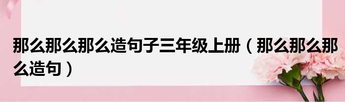 那么那么那么造句子三年级上册（那么那么那么造句）