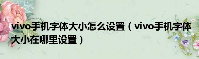 vivo手机字体大小怎么设置（vivo手机字体大小在哪里设置）